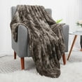 thumbnail image 2 of PiccoCasa Luxury Shaggy Faux Fur Throw Blanket for Sofa Couch, Brown 60"x78", 2 of 9