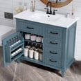 thumbnail image 3 of Euroco 36 Inch Bathroom Vanity with Ceramic Sink Top, Solid Wood Frame, MDF & Poplar Cabinet, Flip Drawers, Adjustable Shelf, and Zinc Alloy Handles(Faucet Not Included), 3 of 9
