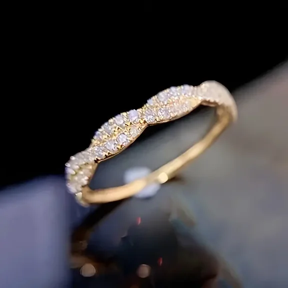 Silver & Stone Jewels Women's White CZ Eternity Ring 14K Gold Finish Bold Fashion Jewelry Band