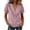 05-Pink, variant on Women's Cotton Linen V-Neck Top Short Puff Sleeve Ruffle Trim Button-Down Blouse Summer Casual Clothes