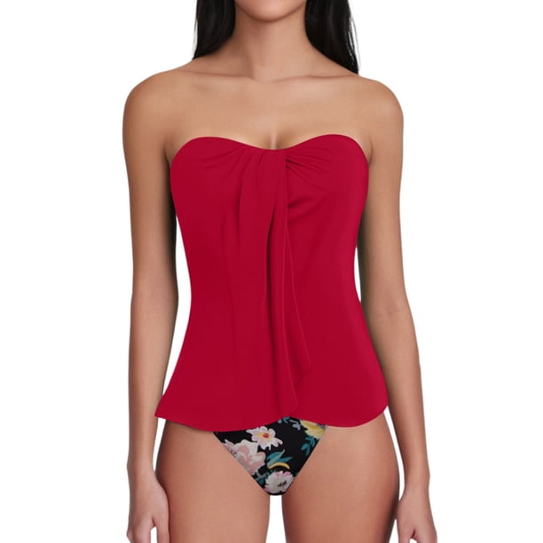 MKLEKYY Trajes De Baño Mujer 2 Piezas Women Bikini Set Leaf Printed Sleeveless Two Piece Beach Wear Hot Sexy Swimwears Tankinis Set
