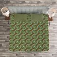 thumbnail image 3 of Ambesonne Geometric Quilted Bedspread Set 3 Pcs, Crisscrossing Waves, King Size, Fern Green Reseda, 3 of 3