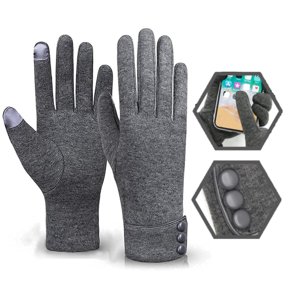 40℃ Winter Ski Snowboard Thermal Gloves Women Waterproof Touchscreen Grey Lady 