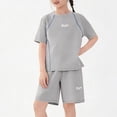 thumbnail image 2 of Rvasteizo Boys Outfits Solid Short Sleeve Round Neck T Shirt Shorts Casual Summer Sport Set 4-15 Years, 2 of 5