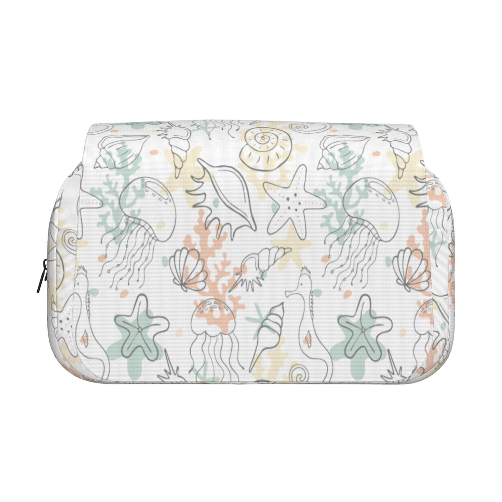 Rateoe Sea Animals Pattern Double Clamshell Pen Case, Storage Organizer with Two Zipper Compartments– Holds Up to 50 Pencils & Pens
