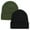 Black/Green, variant on 2 Pack Beanie Hats for Women & Men, Winter Hat Unisex Knitted Cuffed Plain Skull Caps Navy