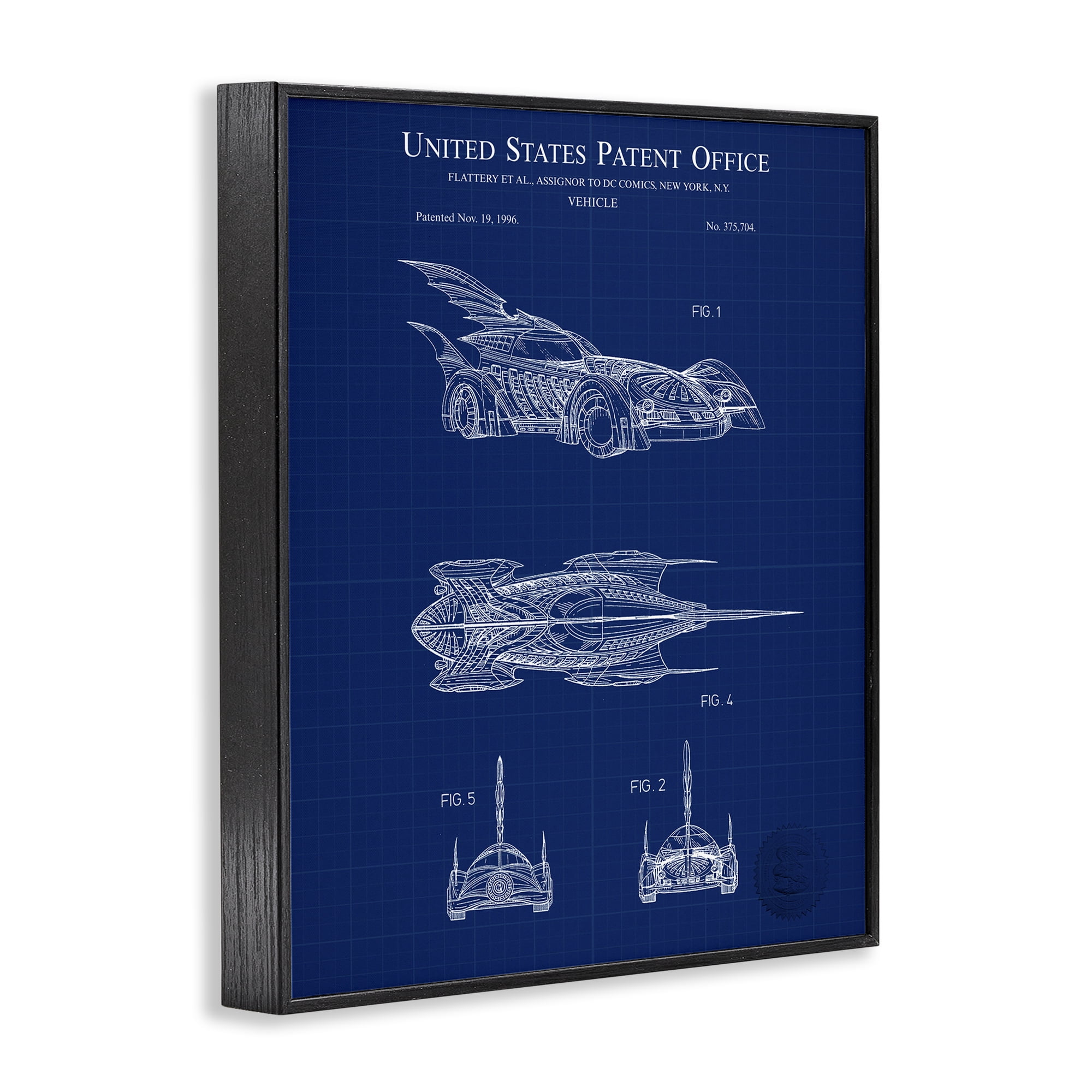 Stupell Industries Character Car Blueprint Transportation Painting Black Framed Art Print Wall Art, 16 x 20