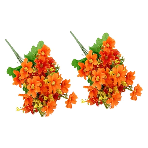 Inteprter 2 piezas de flores artificiales, plantas de flores de seda falsas resistentes a los rayos para el hogar, jardín, fiesta, boda, ramos de novia Decoración Naranja Inteprter HA084494-03