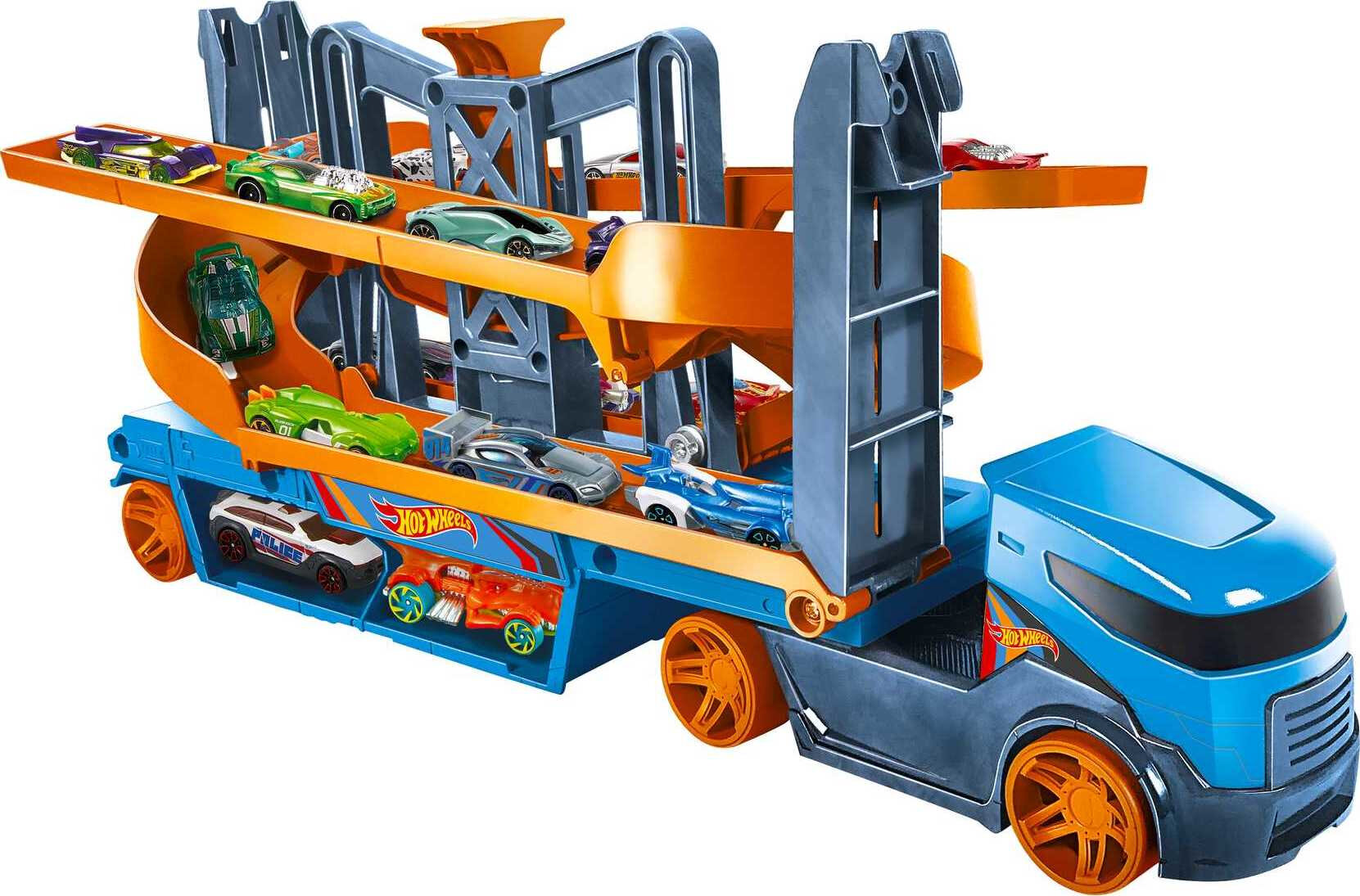 Hot Wheels City Lift & Launch Hauler with 1:64 Scale Toy Car, Stores 20+ Vehicles - image 3 of 6