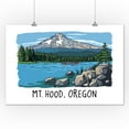thumbnail image 2 of Mount Hood, Oregon, River and Mountain, Line Drawing (12x18 Wall Art Poster, Room Decor), 2 of 3