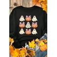 thumbnail image 6 of Women's Black Halloween Bowknot Ghost Pumpkin Graphic Crewneck Sweatshirt | [ZhiHiMeRi] | (US 4-6)S, 6 of 7