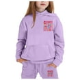 thumbnail image 2 of Gaexia Winter Girls Tracksuit Set Fashion Print Hooded Top and Joggers Cozy Outfit for Cold Weather and School Activities,Purple,10-11 Years, 2 of 4