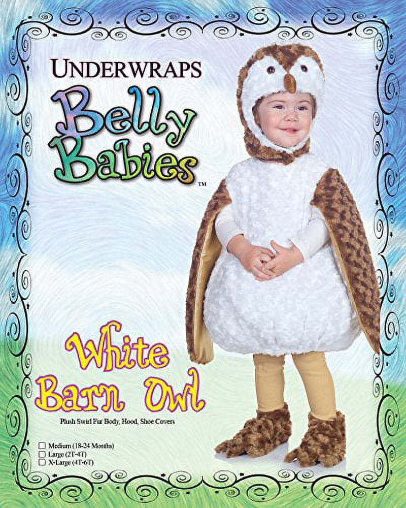 Underwraps White Barn Owl Fancy-Dress Boy's Costume with Plush Swirl Fur Body for Toddler, 2T