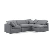 Meridian Furniture Indulge 129" Velvet L-Shaped Modular Sectional in Gray