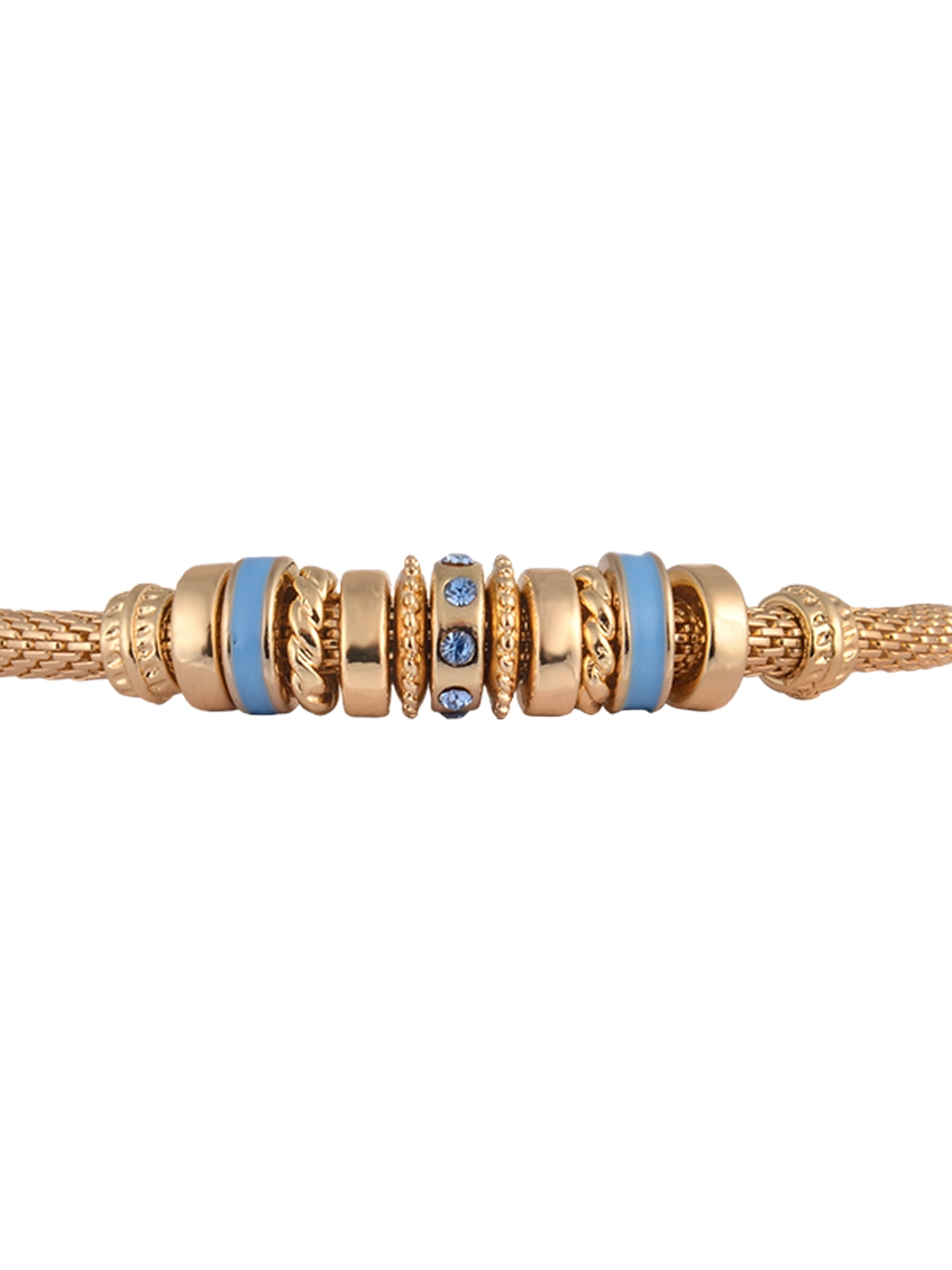 Time and Tru Goldtone Chain with Aqua Birthstone "March" Bracelet