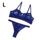 thumbnail image 1 of Encaje sexy conjunto de ropa interior sujetador ropa interior regalo para mujer, azul real, L 2 piezas Jumpingount XX000054-43, 1 of 7