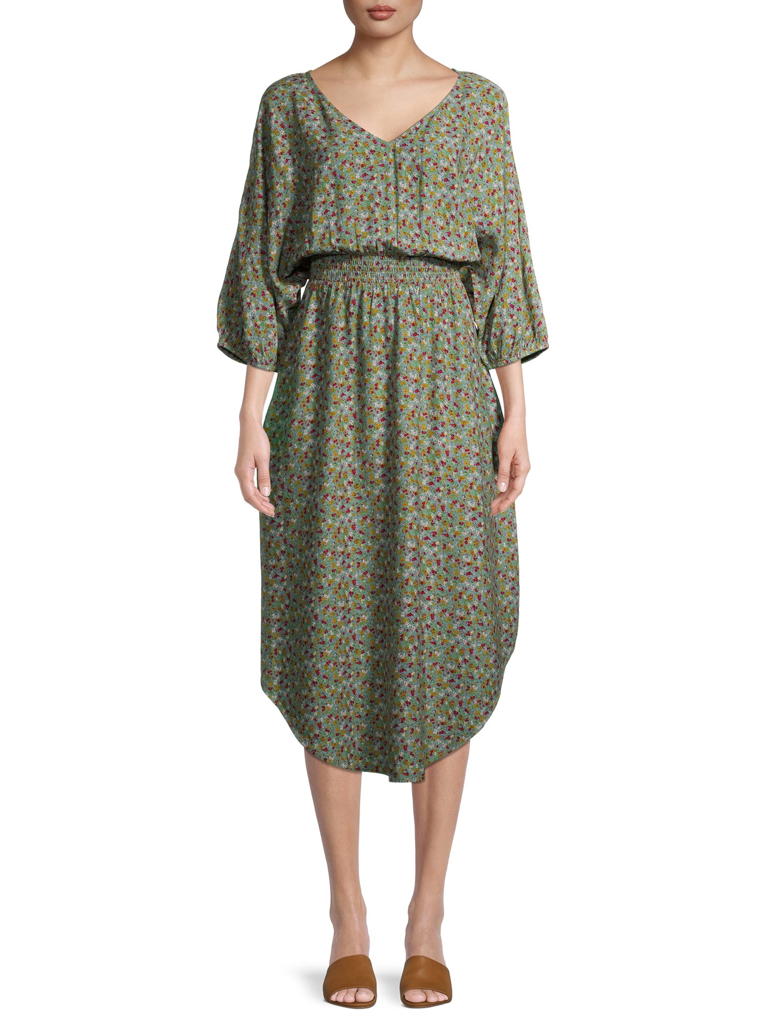 Time and Tru Women’s Woven Smocked Dress - Walmart.com