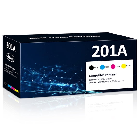 Paquete de 4 cartuchos de tóner Aililiya 201A compatibles con HP M277dw