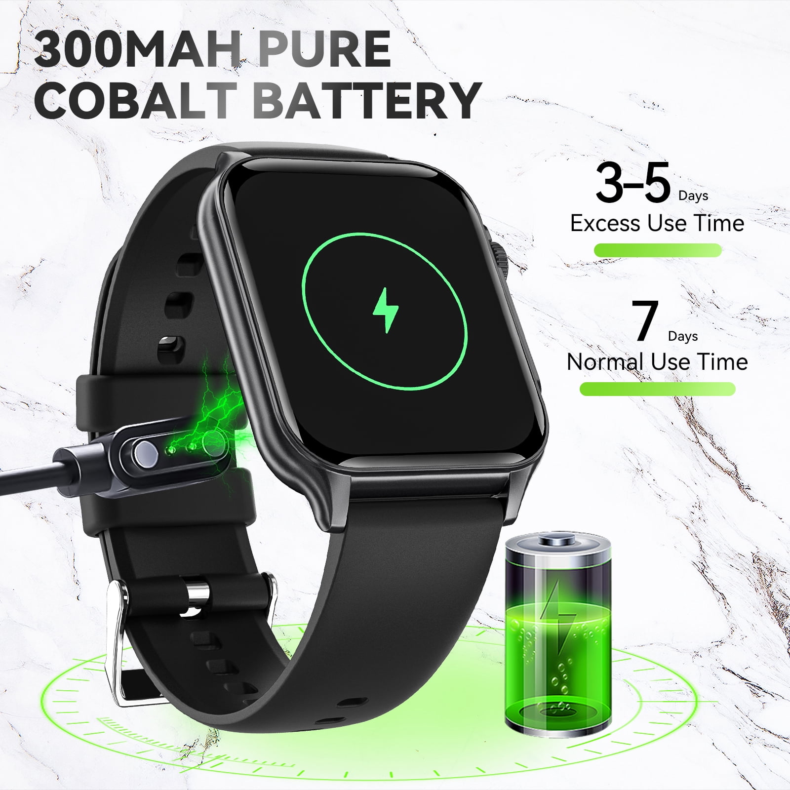VOPOCO P6 Smart Watches for Men Women with 8 LED Lights Outdoor Smartwatch with 1.96" HD Big Screen Watch Compatible with iOS Android, 1pc