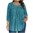 thumbnail image 2 of Sokhug Tops for Women Plus Size Boho Floral Printed Shirts Summer Short Sleeve V Neck Tunic Blouses Cute Graphic Tees, 2 of 6