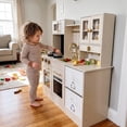 thumbnail image 4 of TLSUNNY Wooden Play Kitchen for Toddlers, Pretend Kitchen Playset with Real Lights, Sounds, Sink, Microwave & Storage for Ages 3+ , Beige, 4 of 9