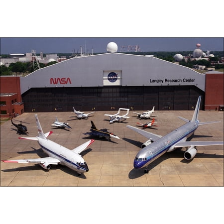 24"x36" Gallery Poster, NASA Langley Research Center Aircraft, Hangar Building 1244 1994
