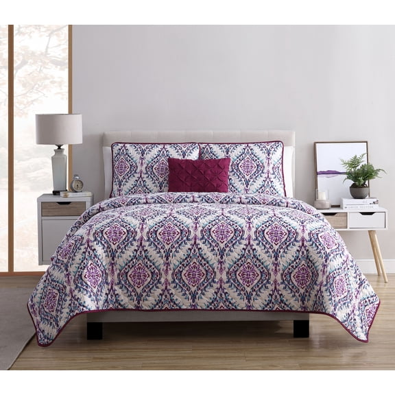 VCNY Home Lyndon Ogee Quilt Set, Full/Queen, Purple