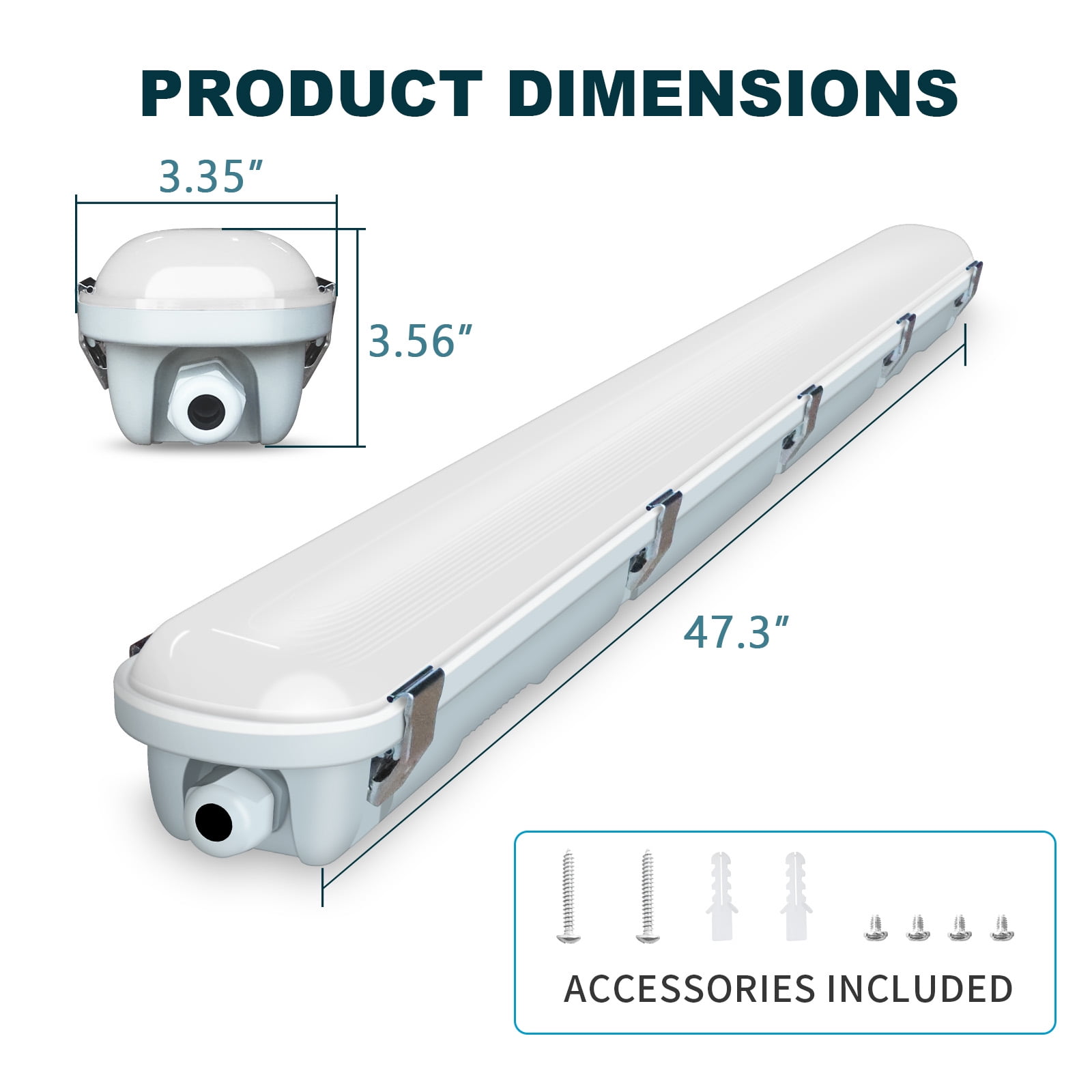 4FT LED Vapor Tight Light, 34/38/45W,5850lm,IP65 Waterproof Led Outdoor Shop Light,3500K/4000K/5000K CCT Selectable,UL&DLC Listed Led Shop Light for Parking Garage,Carport