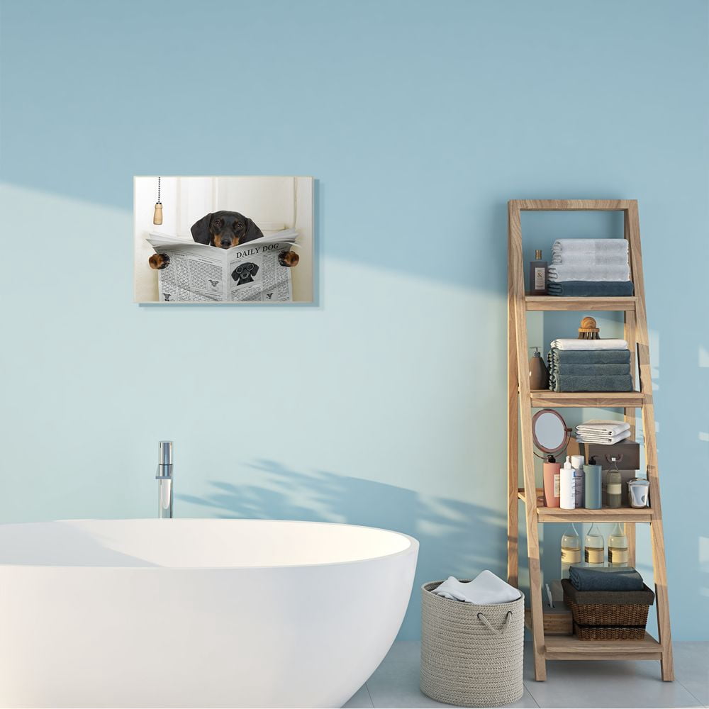 Stupell Industries Dog On Toilet Newspaper Funny Animal Pet Design Photography Unframed Art Print Wall Art, 13x19, by In House