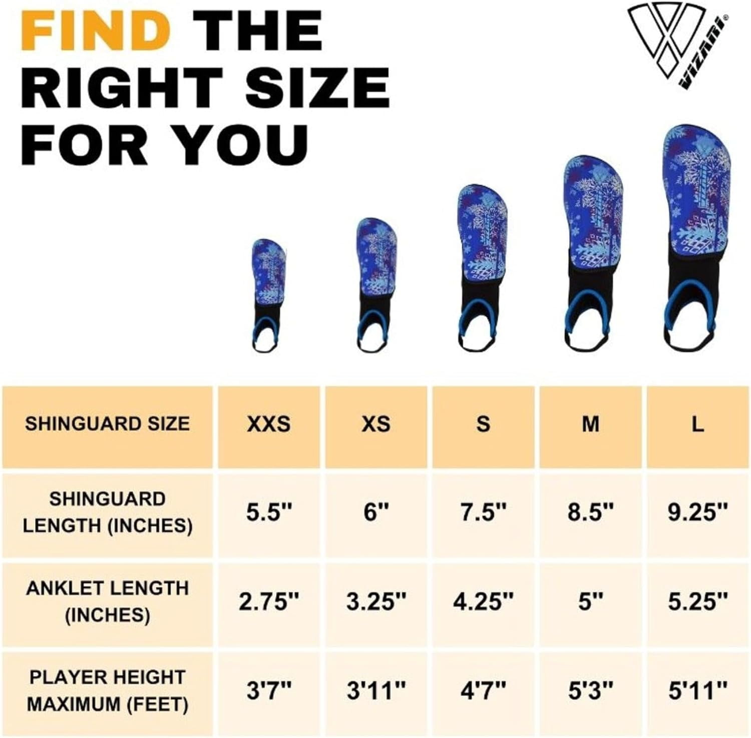 Vizari Soccer Shin Guards with Ankle Protection for Kids, Youth, Adult Sizes - Lightweight & Durable Shinguards, Size - XS