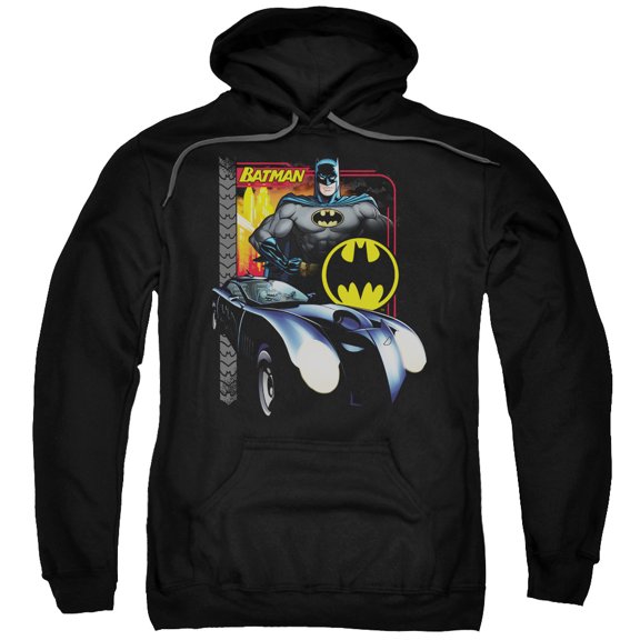Batman Bat Racing Adult Pullover Hoodie Sweatshirt Black