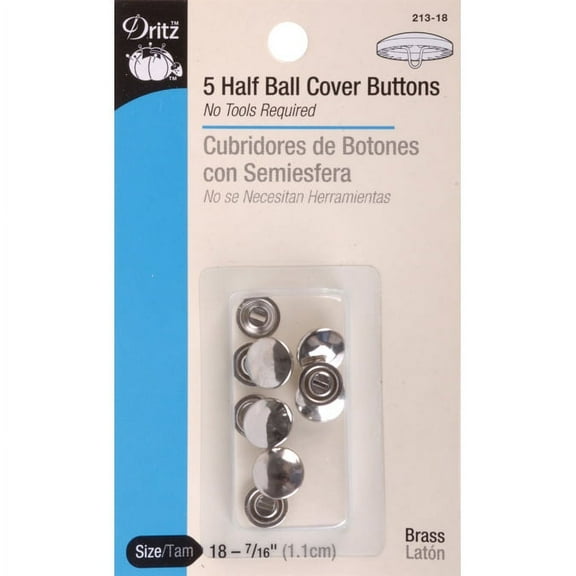Dritz Half-Ball Cover Buttons 2-1/2"-Size 75 1-7/8" 2/Pkg