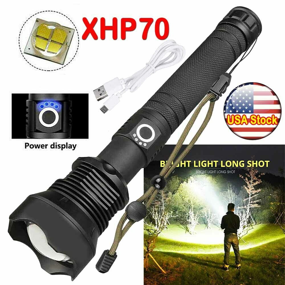 Super Bright Flashlight Zoom 990000LM Rechargeable Torch With 18650 Headlamp Box