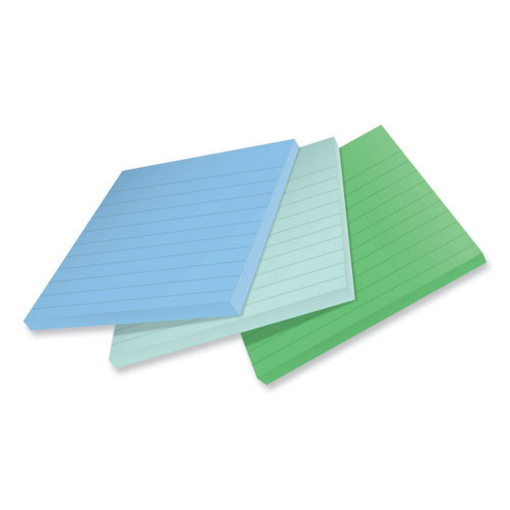 100% recycled paper super sticky notes, ruled, 4" x 4", oasis, 70 sheets/pad, 3 pads/pack | Bundle of 2 Packs