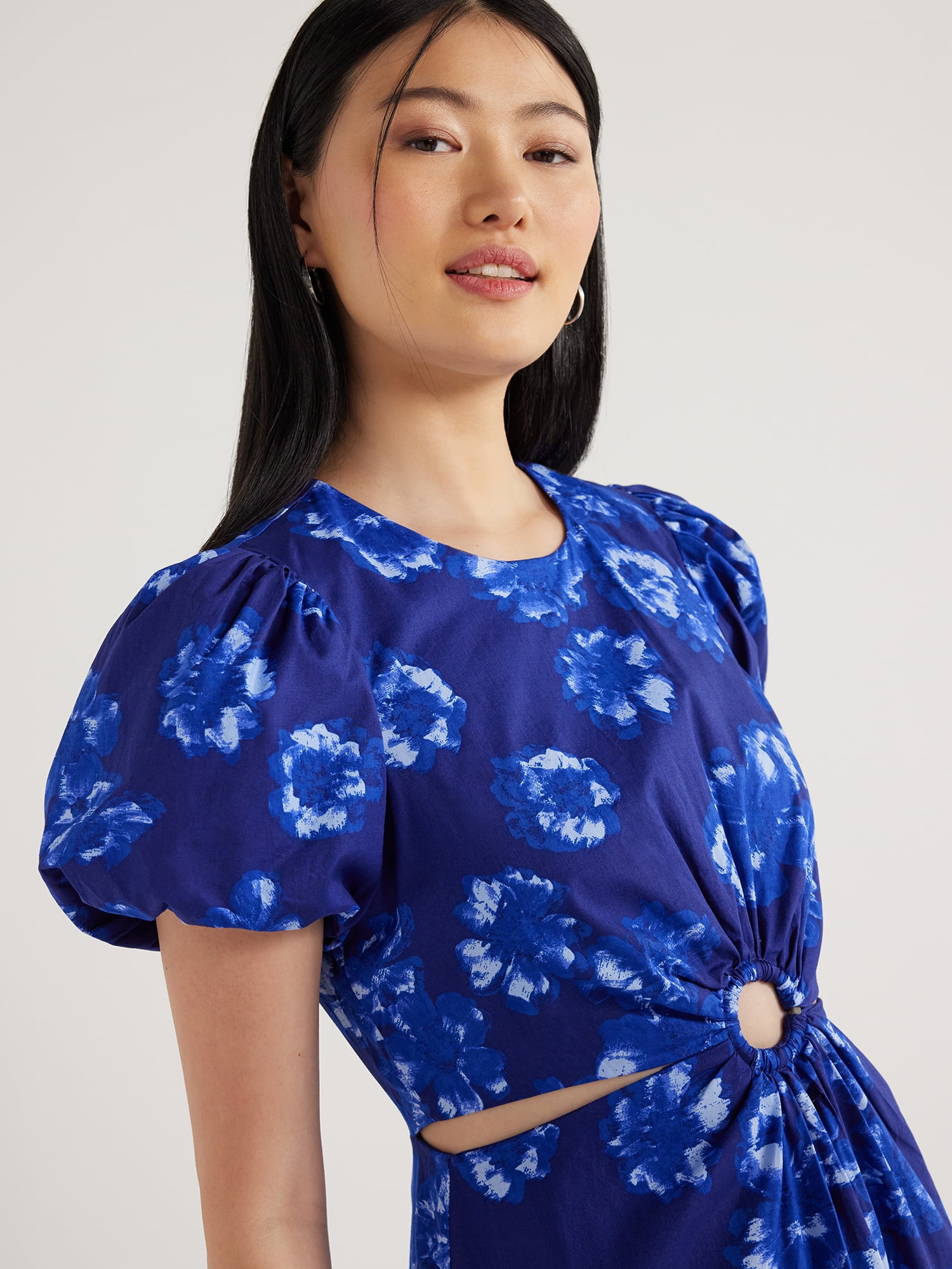 Scoop Women's Cut Out Midi Dress with Puff Sleeves, Sizes XS-XXL - Walmart.com Scoop Women's Cut Out Midi Dress with Puff Sleeves, Sizes XS-XXL - Walmart.com