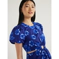thumbnail image 3 of Scoop Women's Cut Out Midi Dress with Puff Sleeves, Sizes XS-XXL, 3 of 4