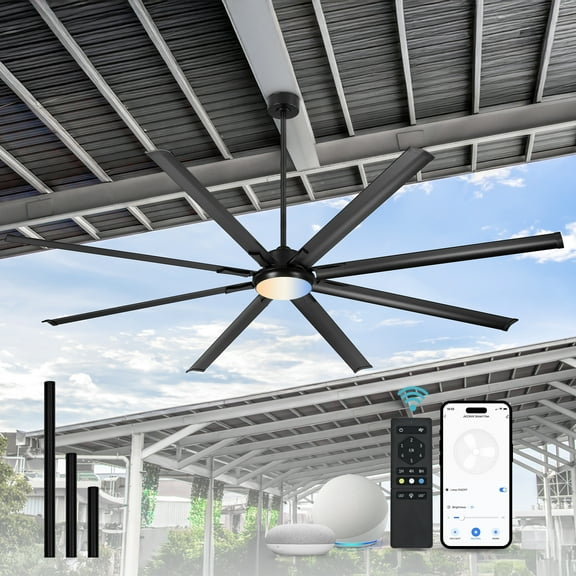 Ltmate 96 Inch Ceiling Fan With Light,Industrial Ceiling Fan With 8 Aluminium Metal Blades,Smart Fan Works with Alexa and Google Home