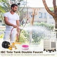 thumbnail image 3 of IBC Tote Tank Faucet Adapter, 2 in 1 Double Faucet with G1/2 Thread, Double Outlet IBC Water Tank Fittings, 2.36" Thread Plastic Connectors with 2 Brass Faucets, 3 of 7