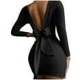 thumbnail image 1 of PVCS Mode Femmes Automne Ceinture Solide Manches Longues Dos Nu Col Rond Mini Derss, 1 of 5