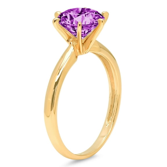 1 ct Round Cut Simulated Alexandrite Solitaire Engagement Ring for Women in 18K Yellow Gold