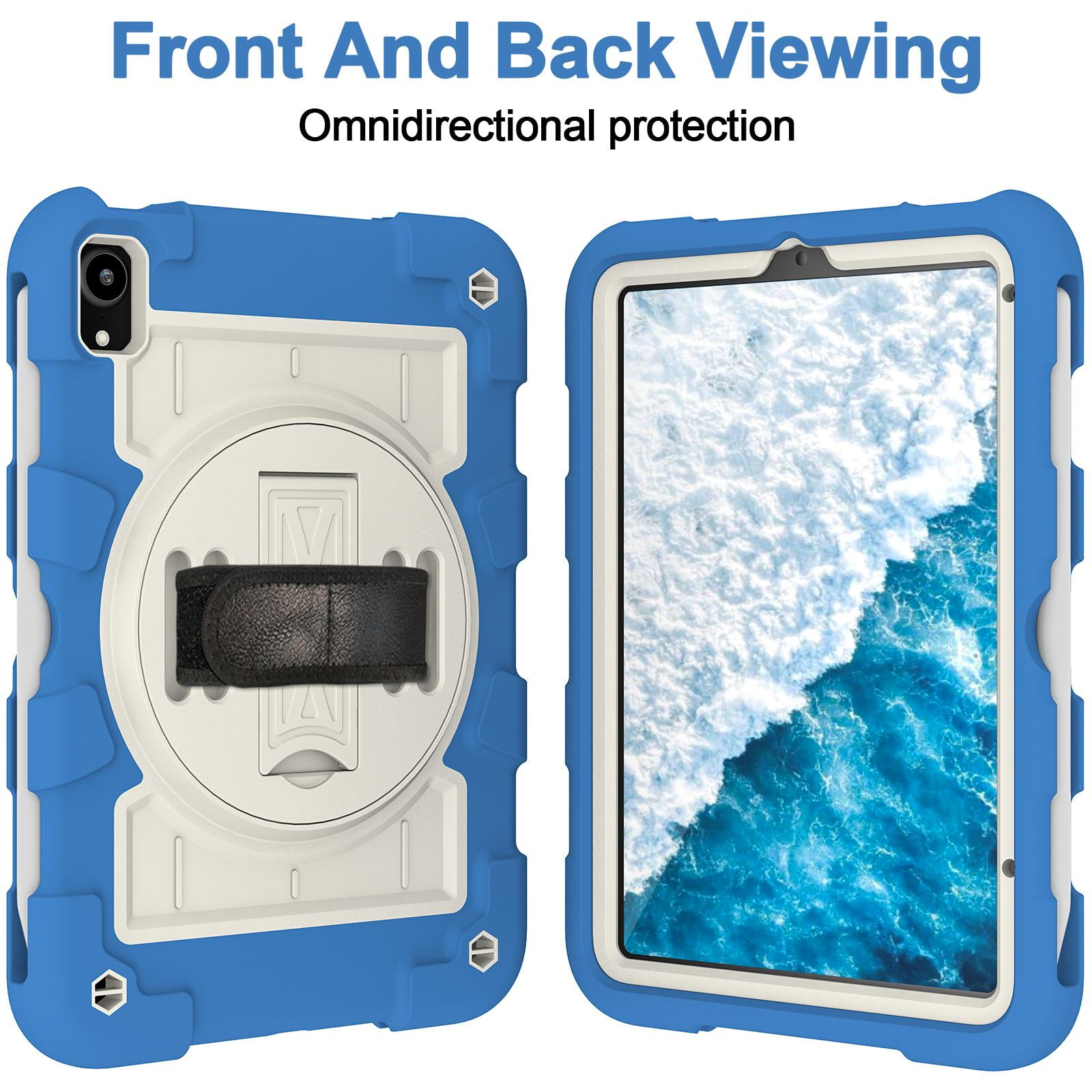 TECH CIRCLE for Apple iPad Mini (A17 Pro/A15) 7th/6th Generation Case 8.3-Inch (2024/2021 Release), Durable Shockproof Protective Back Cover Case with Kickstand /Hand Strap /Shoulder Strap, Blue