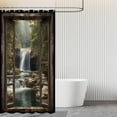 thumbnail image 5 of Waterfall Shower Curtain Rown Wooden Window Natural Landscape Shower Curtains Tropical Rainforest Forest Summer Scenery Bathroom Curtain Set with 12 Hooks 72x72 Inches (A), 5 of 5