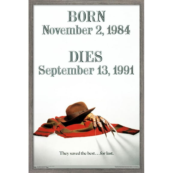 Nightmare On Elm St: Freddy's Dead: - Tombstone Wall Poster, 22.375" x 34", Framed