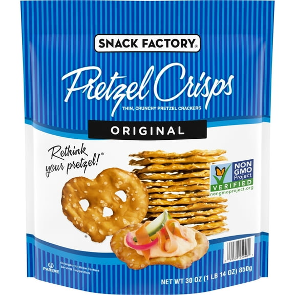 Snack Factory Pretzel Crisps, Original, 30 oz Resealable Bag