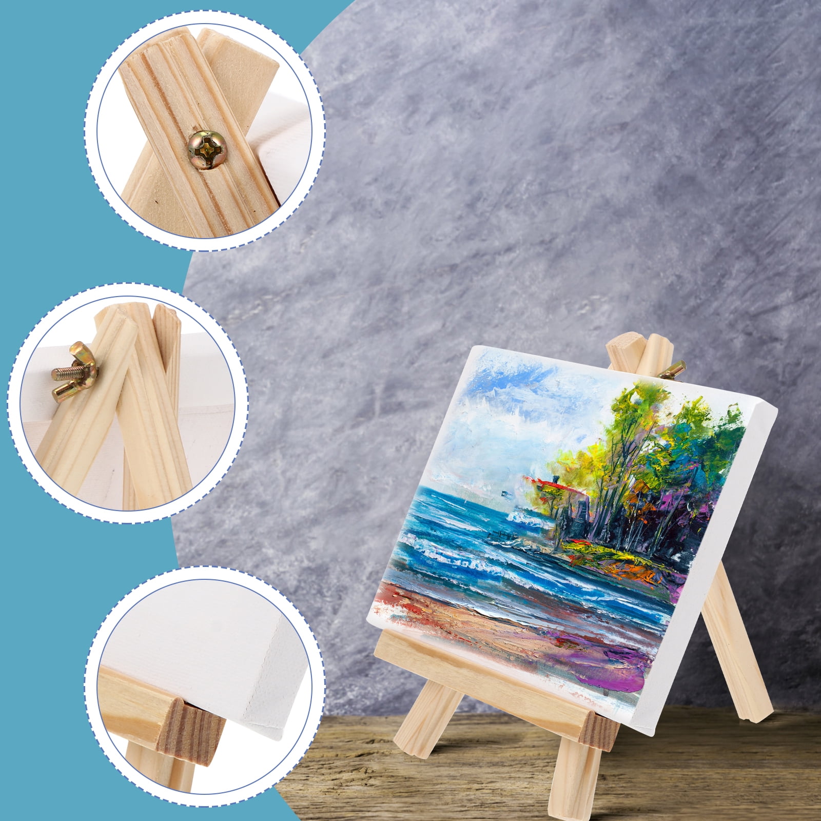 Canvas Painting Easel Blank Boards Art Artist Small Mini Cotton Set Oil Canvases Kit Tabletop Panels A Frame Paint, Size: 25x24.5x3.3CM