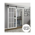 thumbnail image 3 of Sturdy Barn Door 12 lites Clear Glass | Felicia 3355 White Silk | 6.6FT Rail Hangers Heavy Hardware Set | Solid Panel Interior Doors-36" x 96"-Black Rail, 3 of 6