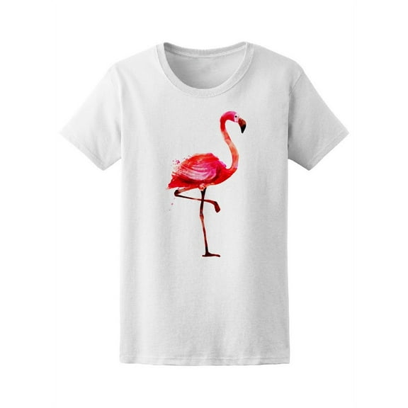 Tropical Flamingo In Watercolor T-Shirt Women -Image by Shutterstock, Female Large