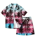 thumbnail image 2 of naisibaby Summer Boys Girls Hawaiian Beach Casual Suit, Kids Short Sleeve Turndown Neck Tops Printed Shorts Two-piece Sets Hot Pink 7 T, 2 of 3