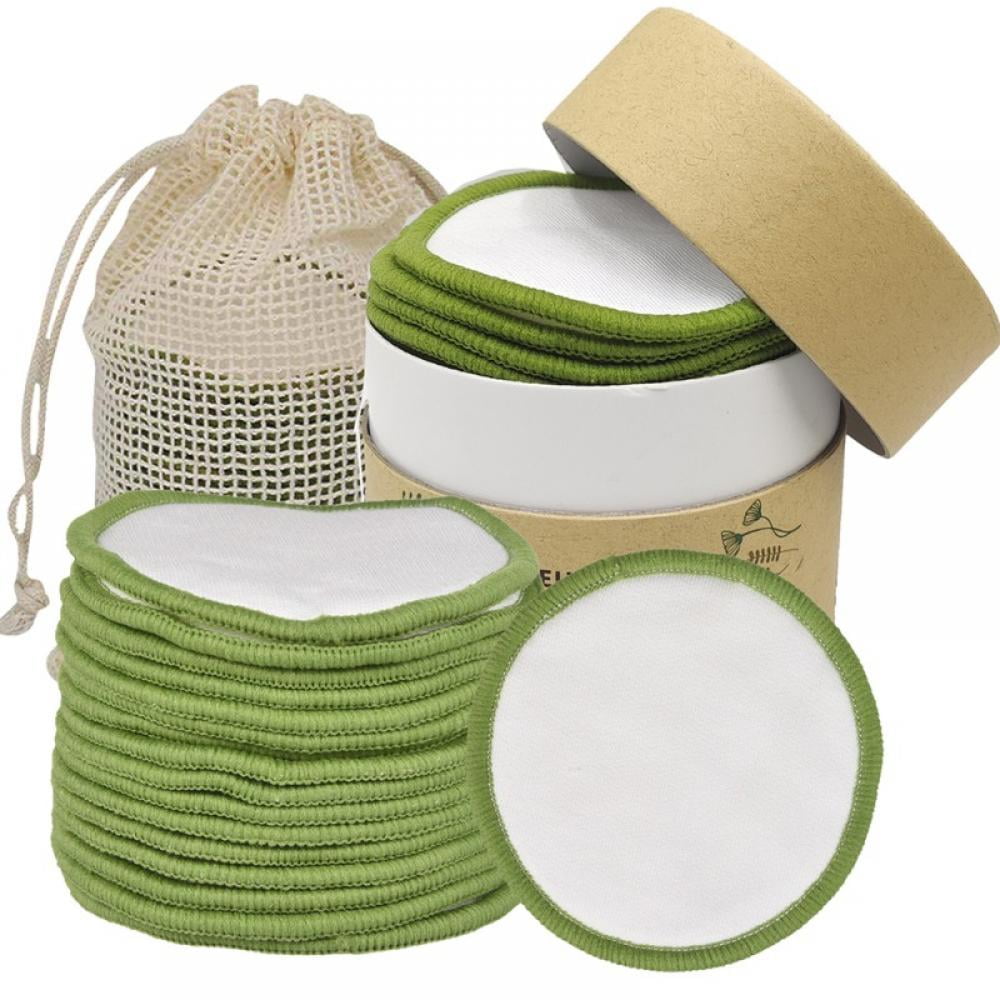 Reusable Makeup Remover Pads (20 Pack) With Washable Laundry Bag And Round Box for Storage,100% Organic Bamboo Cotton Pads For All Skin Types