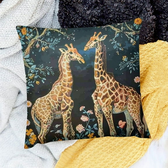 FCXZI Decorative throw pillow with giraffe print for living room sofa bedroom sofa throw pillow upholstery 18x18in
